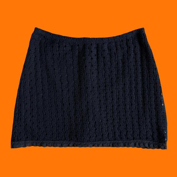 Joule Dresses & Skirts - 00's vintage black crochet knit boho downtown girl y2k mini skirt MEDIUM